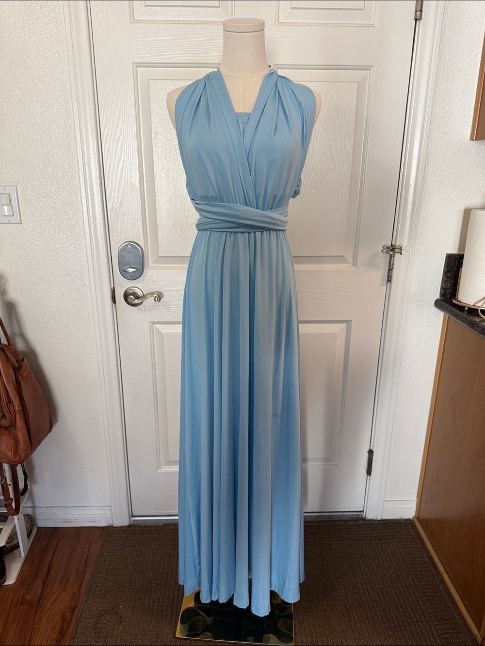 Light Blue Convertible Maxi Dress.